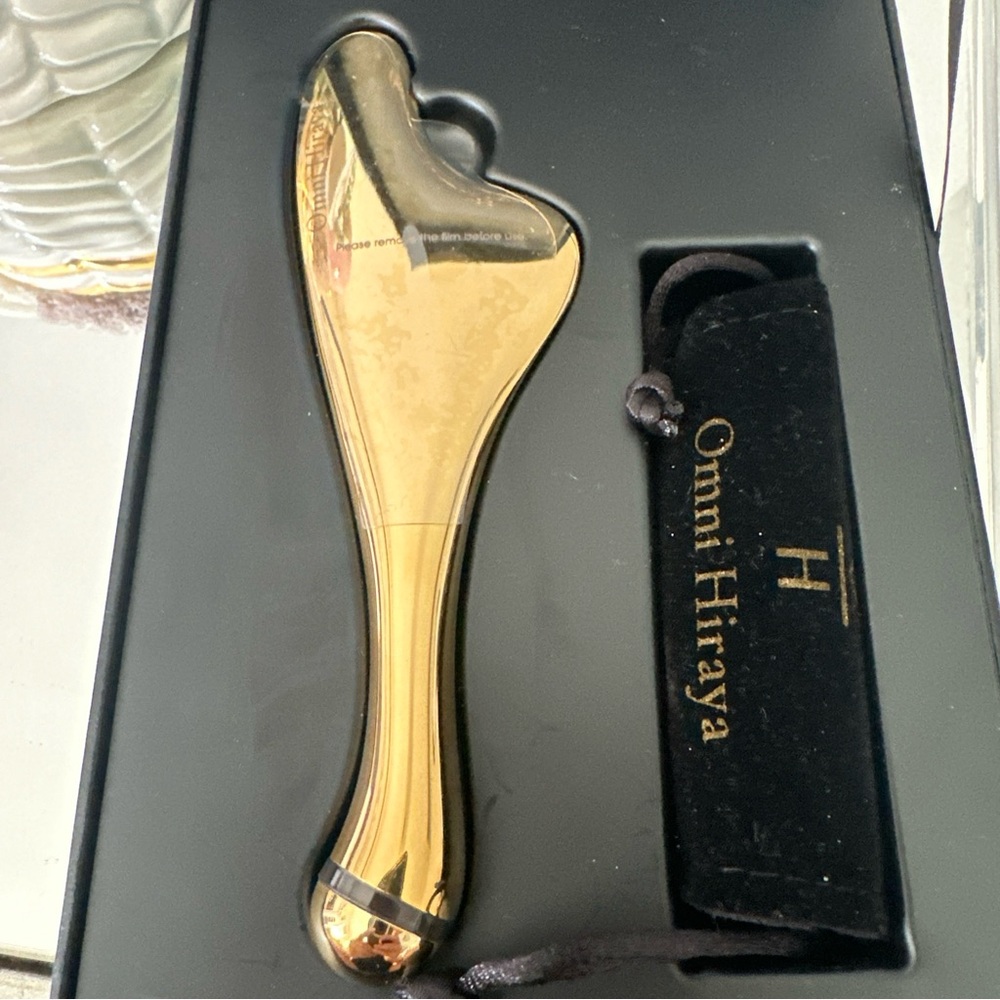NEW OMNI HIRAYA GINTO FACE SCULPTING TOOL GUA SHA 24K GOLD MICRO-CURRENT
